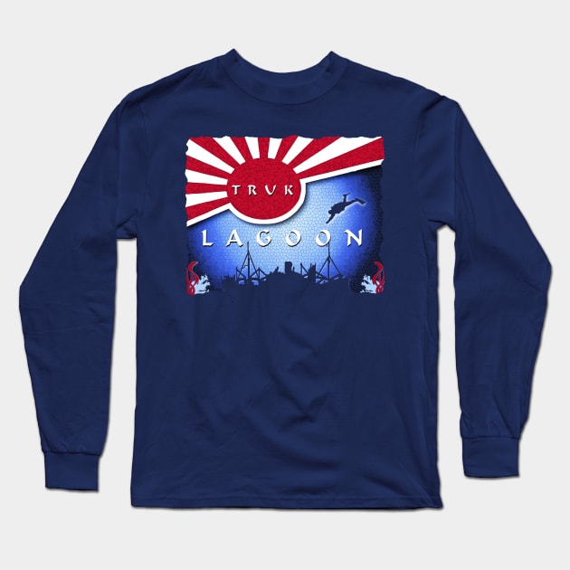 Truk Lagoon Wreck Dive WWII Japan Flag Scuba Diving Gifts Long Sleeve T-Shirt by TeeCreations